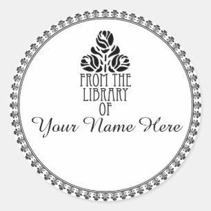 Round Art Deco Buchzeichen Runder Aufkleber