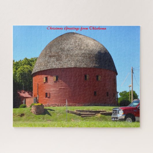 Round Barn Oklahoma.Christmas Grüße Puzzle (Horizontal)