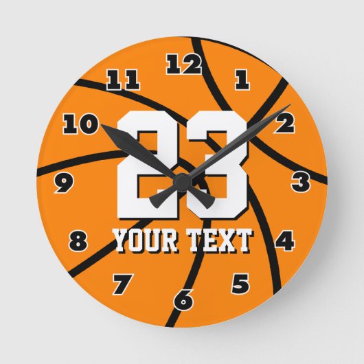Round basketball clock with custom number and text runde wanduhr (Vorderseite)