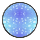 Round blue Bluetooth speaker with a front design Eishockey Puck (Vorderseite)