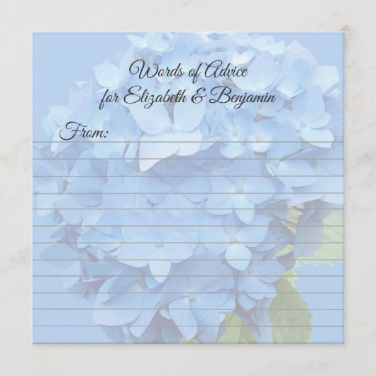 Round Blue Hydrangea Blank Advice Wedding Cards Hinweiskarte (Vorderseite)
