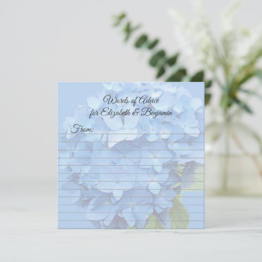 Round Blue Hydrangea Blank Advice Wedding Cards Hinweiskarte (Stehend Vorderseite)