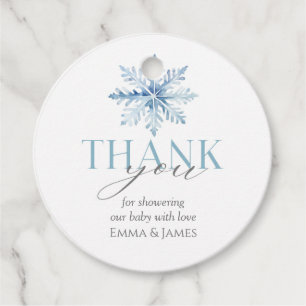 Round Blue Snowflake Holiday-Geschenk-Tag Geschenkanhänger