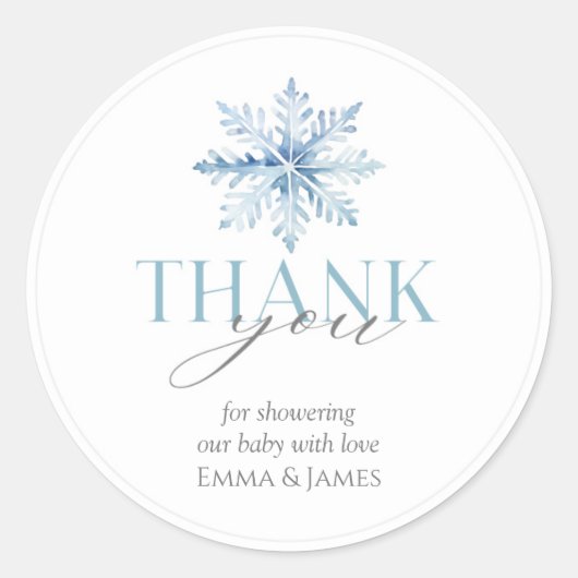 Round Blue Snowflake Winter Wonderland Sticker (Vorderseite)