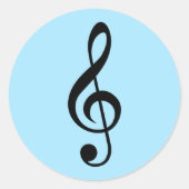 Round Blue Treble Clef Stickers (Vorderseite)