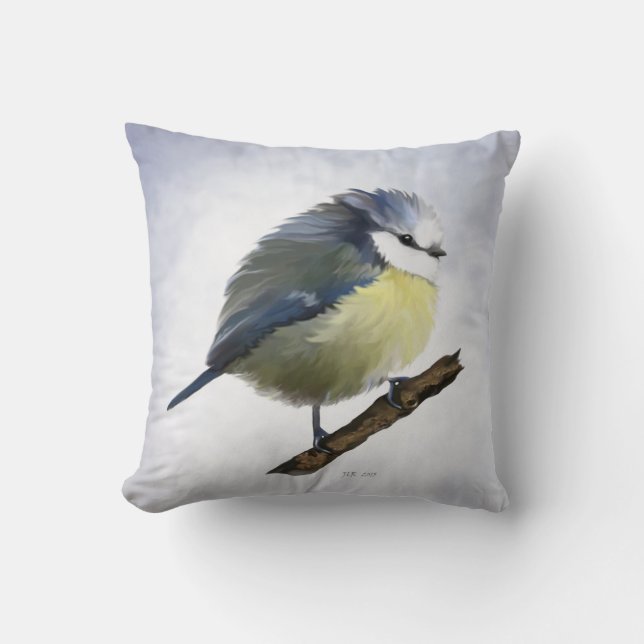 Round Bluetit Kissen (Vorderseite)