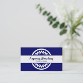 Round Blume - Deep Navy Blue Visitenkarte (Stehend Vorderseite)