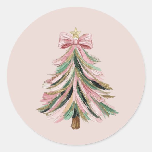 Round Brushstroke Christmas Tree Sticker (Vorderseite)