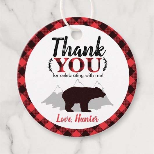 Round Buffalo Kariert Bear Lumberjack Geburtstag Geschenkanhänger (Vorderseite)