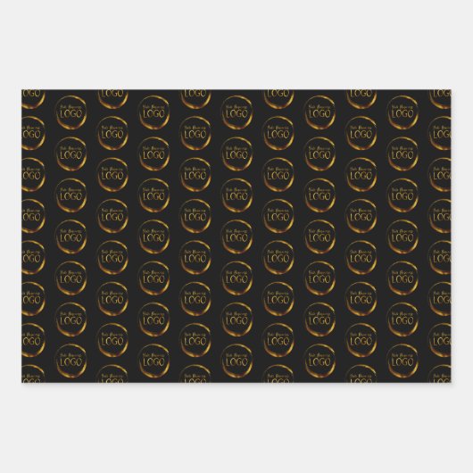 Round-Business-Logo auf der Black-Promo-Plattform Geschenkpapier Set (Vorderseite 3)