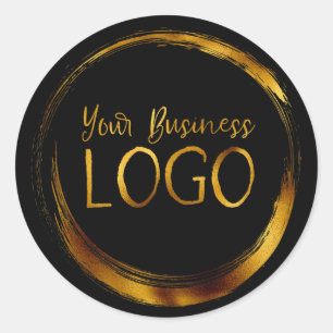 Round-Business-Logo auf der Black-Promo-Plattform Runder Aufkleber
