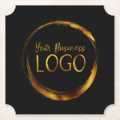 Round-Business-Logo auf der Black-Promo-Plattform Untersetzer (Vorderseite)
