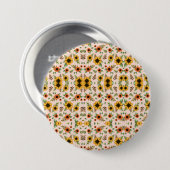 Round button featuring a colorful floral pattern (Vorne & Hinten)