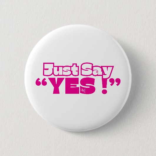 Round Button : Just Yes (white-magenta) (Vorderseite)