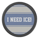 Round Button - Streifen aus blauem Stein grau Eishockey Puck (Vorderseite)