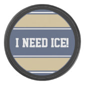 Round Button - Streifen, blau, grau Eishockey Puck (Vorderseite)
