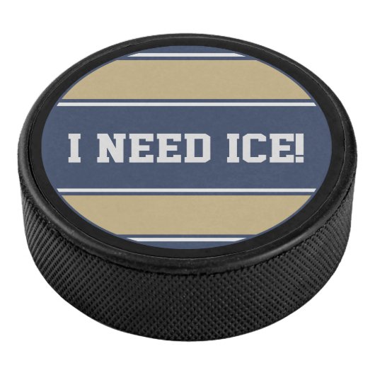 Round Button - Streifen, blau, grau Eishockey Puck (3/4)
