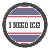 Round Button - Streifen in blau-weiß Eishockey Puck (Vorderseite)