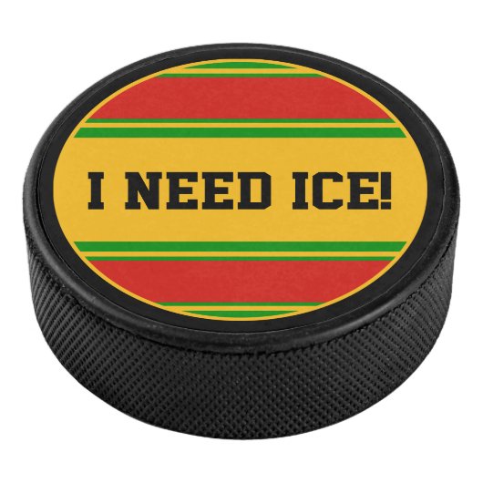 Round Button - Streifen rot-gelb Eishockey Puck (3/4)