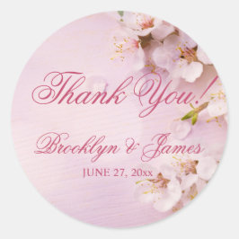 Round Cherry Blossom Elegante Wedding Stickers