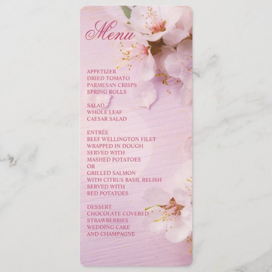 Round Cherry Blossom Elegantes Hochzeitsmenü Menükarte (Vorderseite)