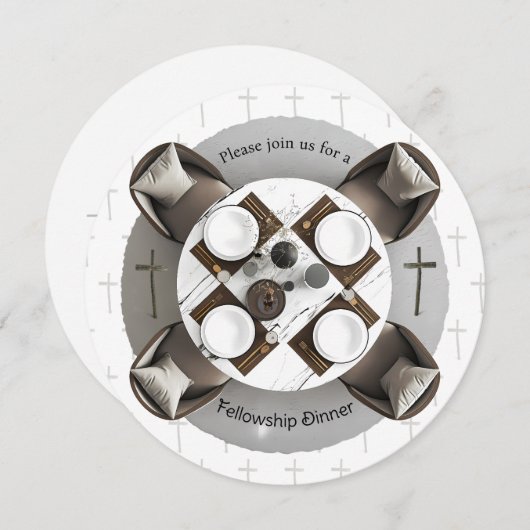 Round Christian Fellowship Dinner Invitation Einladung (Vorne/Hinten)