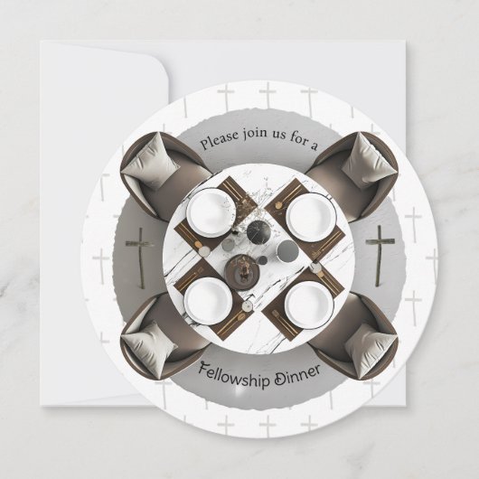 Round Christian Fellowship Dinner Invitation Einladung (Vorderseite)
