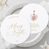 Round Christmas Card with Gold Script Einladung