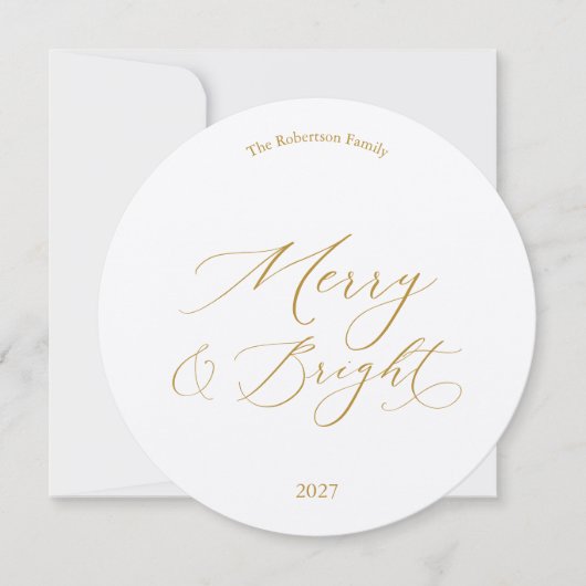 Round Christmas Card with Gold Script Einladung (Vorderseite)