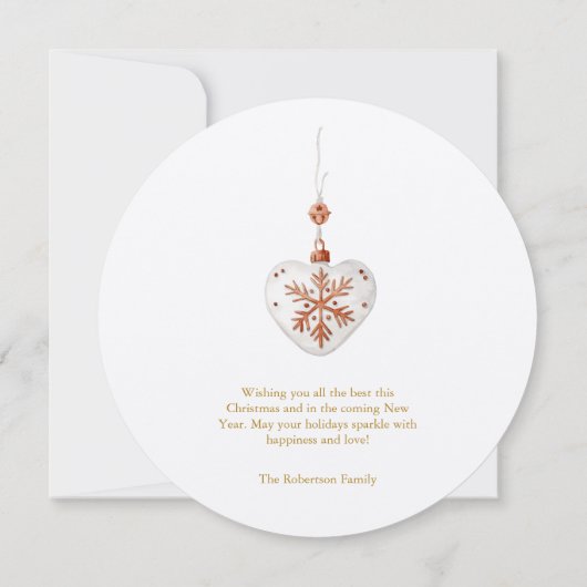 Round Christmas Card with Gold Script Einladung (Rückseite)