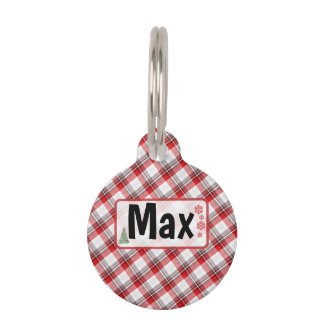 Round Christmas – Personalized Name, Plaid Holiday Haustiermarke