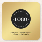 Round Circle Custom Company Logo Gold Gradient Rechteckiger Pappuntersetzer (Vorderseite)
