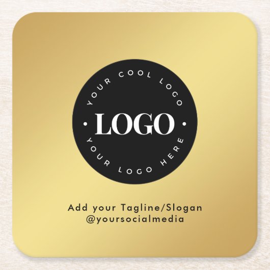 Round Circle Custom Company Logo Gold Gradient Rechteckiger Pappuntersetzer (Vorderseite)