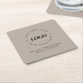 Round Circle Custom Company Logo Rustic Gray Kraft Rechteckiger Pappuntersetzer (angewinkelt)