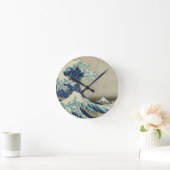 Round clock: "Great Wave off Kanagawa" by Hokusai Runde Wanduhr (Zuhause)