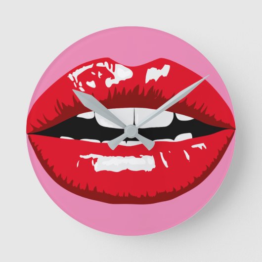 round clock lips stick mouth picture modern design runde wanduhr (Vorderseite)