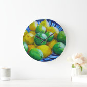 round clock with lemons and limes große wanduhr (Zuhause)