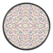 Round coaster with vibrant, symmetrical mandala  eishockey puck (Vorderseite)
