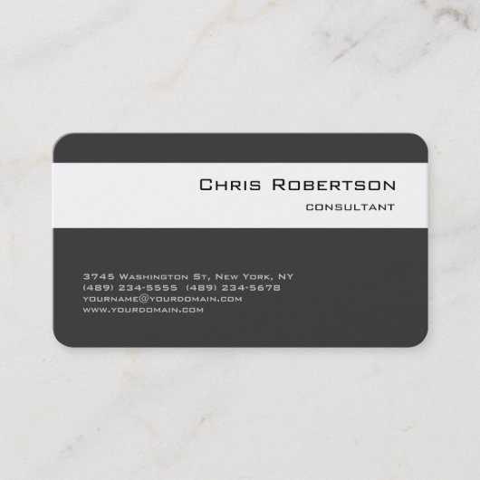 Round Corner Gray White Strip Business Card Visitenkarte (Vorderseite)