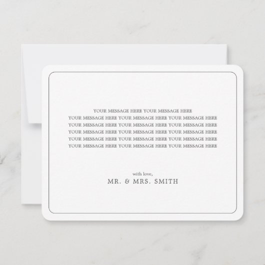 Round Corner Moderne Foto Script Border Wedding Dankeskarte (Rückseite)