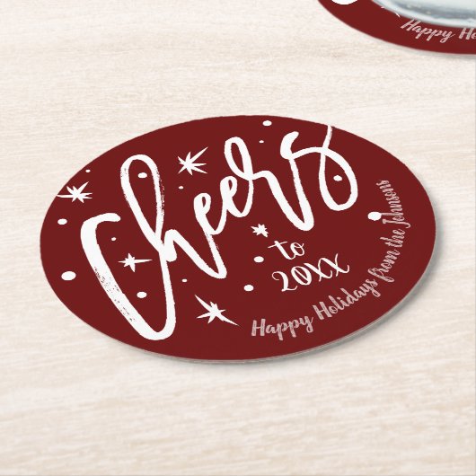 Round-Custom-Familienname | Feiern zum neuen Jahr Runder Pappuntersetzer (Angewinkelt)