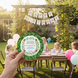 Round Custom Photo & Leaf Birthday Invitation Feiertagskarte