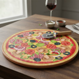 Round Cutting Board  Illustration Whole Pizza Schneidebrett