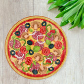 Round Cutting Board Illustration Whole Pizza Schneidebrett