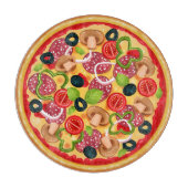 Round Cutting Board Illustration Whole Pizza Schneidebrett (Vorderseite)