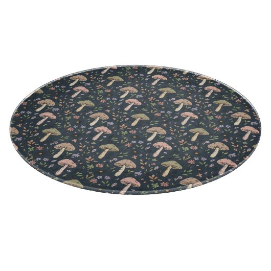 Round Deep Slate Blue Fungi Dark Academia Circle Schneidebrett (Ecke)