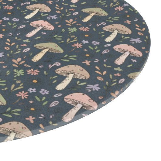 Round Deep Slate Blue Fungi Dark Academia Circle Schneidebrett (Ecke)