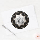 Round Diamond Geometric Stylish Chic Wedding Foto Runder Aufkleber (Umschlag)