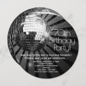 Round Disco Ball 70. Geburtstagsparty Einladung (Vorne/Hinten)