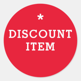 Round Discount Item Rot und Weiß Runder Aufkleber